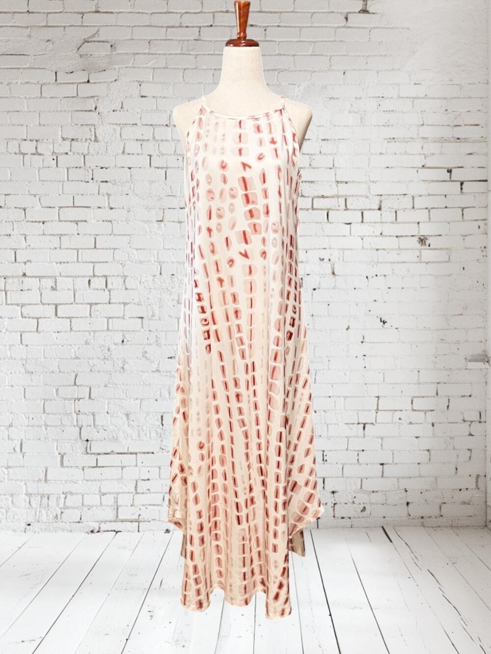 LIFE Women’s M Blush Abstract Print Sleeveless Asymmetrical Maxi Dress